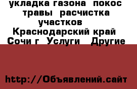 укладка газона, покос травы, расчистка участков, - Краснодарский край, Сочи г. Услуги » Другие   